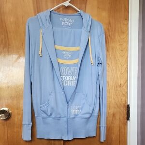 Victoria's Secret Light Blue Hoodie with Yellow Accents